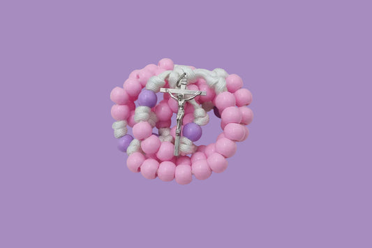 Children's Pastel Pink and Purple Rosary - Large Beads for Small Fingers
